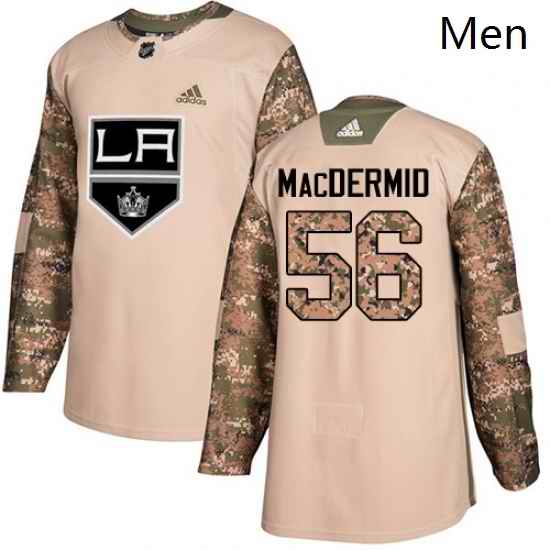 Mens Adidas Los Angeles Kings 56 Kurtis MacDermid Authentic Camo Veterans Day Practice NHL Jersey